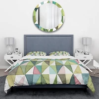 Designart 'Mixed Green Geometric Pattern II' Geometric Bedding Set