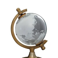 9" Contemporary White Glass Globe with Aluminum Base