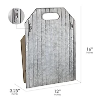 Galvanized Metal & Wood Envelope Wall Organizer