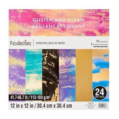 12" x 12" Glisten & Gleam Paper Pad by Recollections™, 24 Sheets
