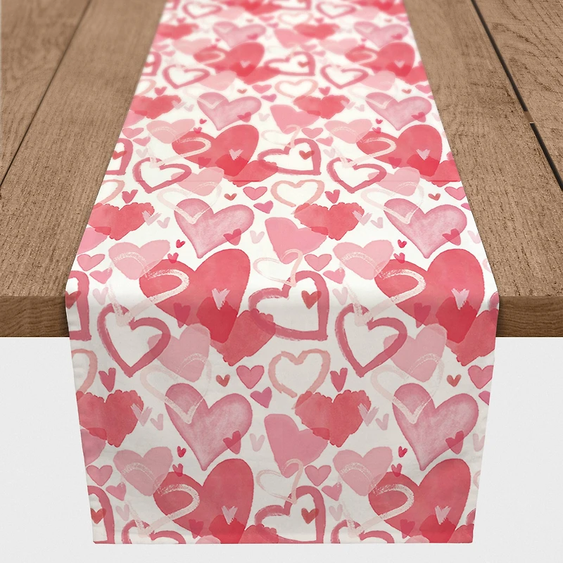 Heart Cluster Pattern 16" x 90" Cotton Twill Runner