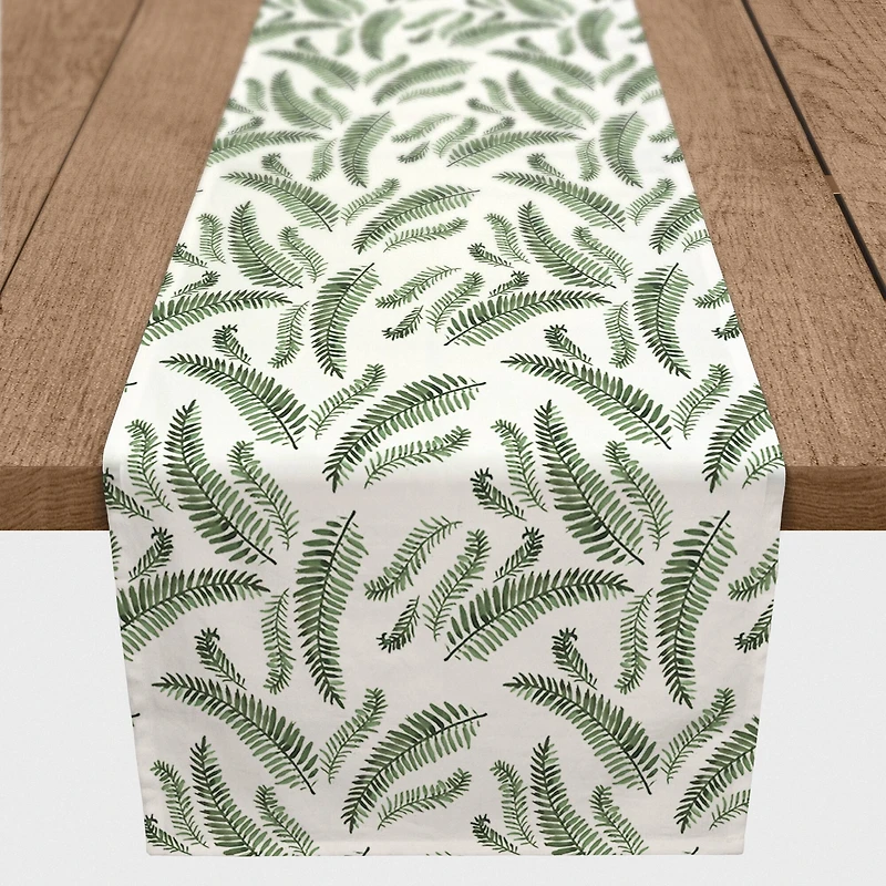 Green Fern Pattern 16" x 72" Cotton Twill Runner
