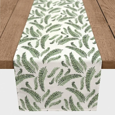 Green Fern Pattern 16" x 72" Cotton Twill Runner