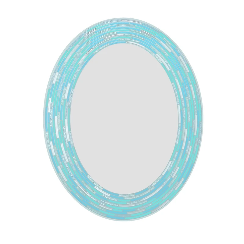 Head West Sea Glass Tile Framed Oval Wall Vanity Mirror - 23" x 29"