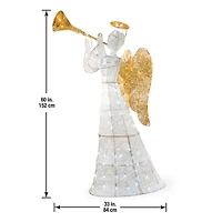60" Crystal Angel Decoration, White LED Lights