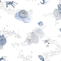 RoomMates STAR WARS Good Night Galaxy Blue and white STAR WARS™ Peel and Stick Wallpaper 20.5" x 18-ft roll covers about 30.8 sq. ft
