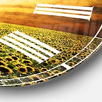 Designart 'Beauty Sunset Over Sunflowers Field Modern Wall Clock