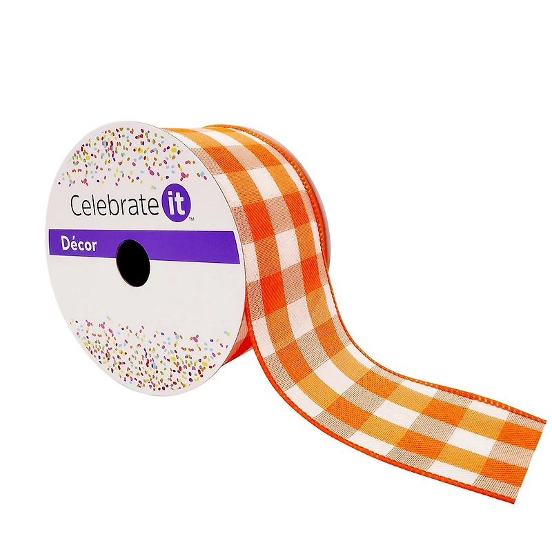 2.5" x 8.3yd. Wired Gingham Ribbon by Celebrate It™ Décor