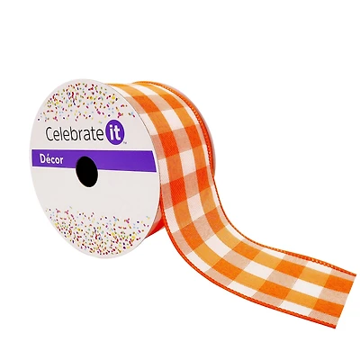 2.5" x 8.3yd. Wired Gingham Ribbon by Celebrate It™ Décor