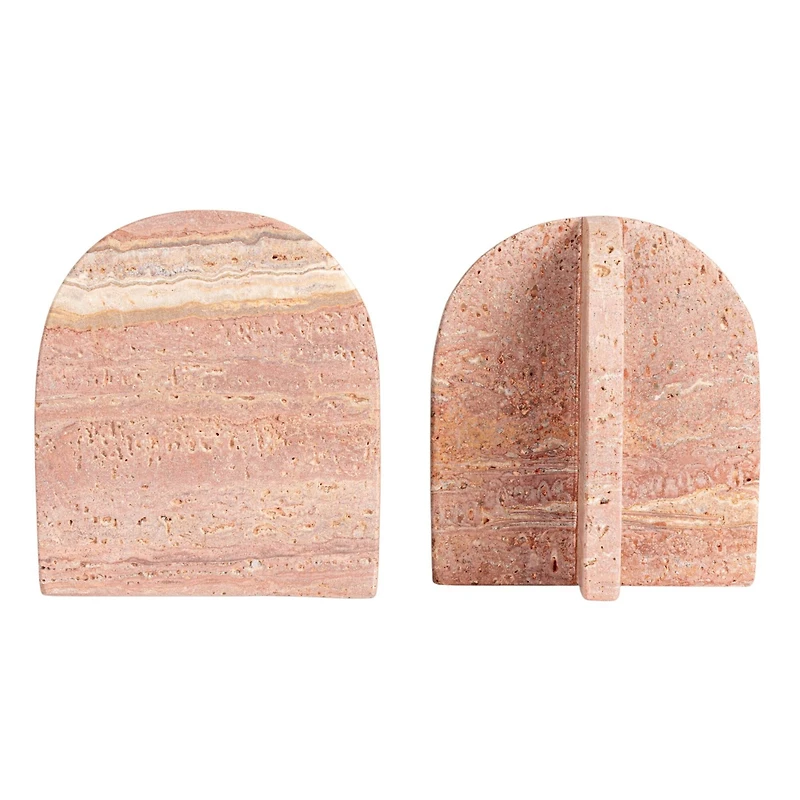 Hello Honey® 6" Crimson Archways Travertine Bookend Set