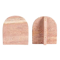 Hello Honey® 6" Crimson Archways Travertine Bookend Set