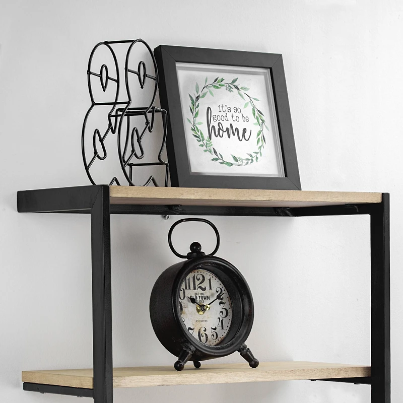 3.5ft. Wood & Metal 6 Tier Wall Mounted Shelving Unit