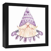 Easter Gnome Banner 12" x 12" Black Floating Framed Canvas