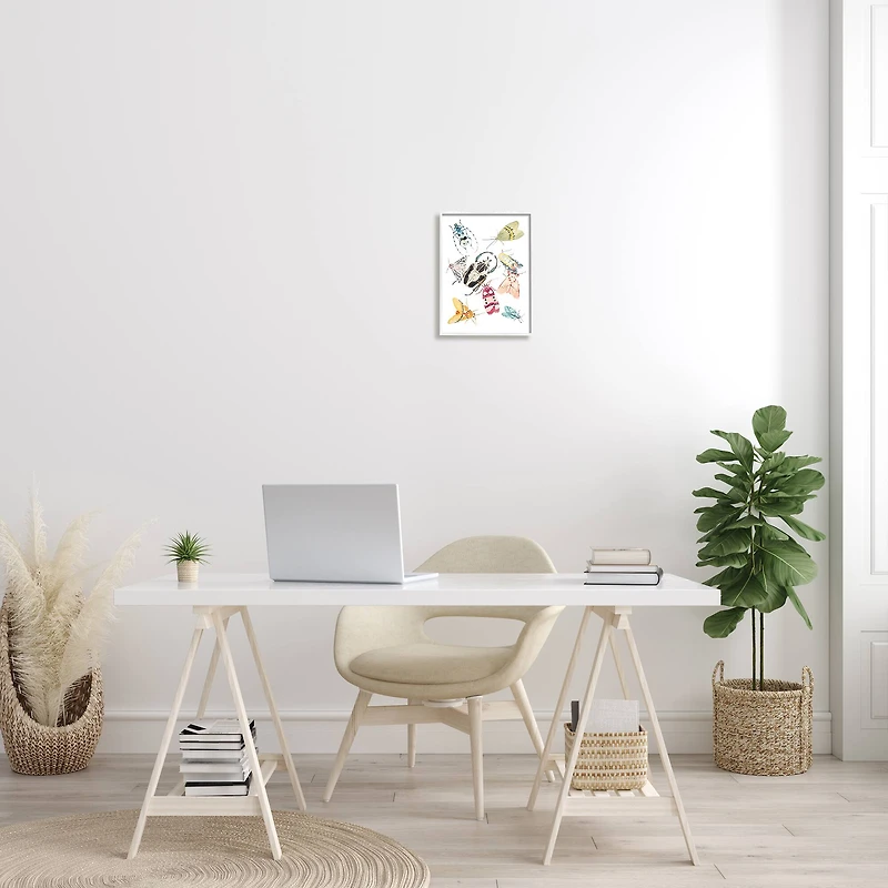 Stupell Industries Garden Insect Arrangement Charming Winged Creatures in White Frame Wall Art