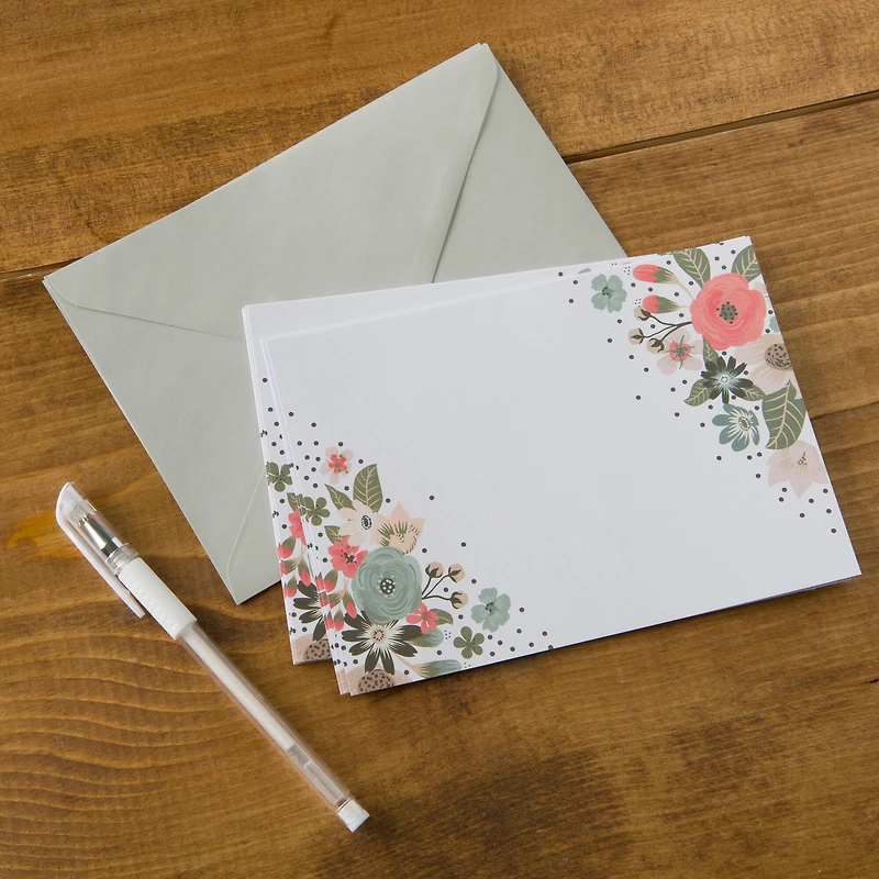 Painted Floral Flat Cards & Envelopes by Recollections™, 5" x 7"