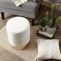 16.5" White Velvet Stool