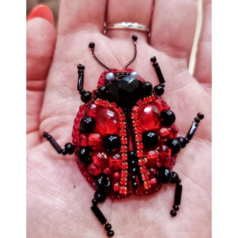 Crystal Art Beadwork Kit For Creating Broоch Ladybug