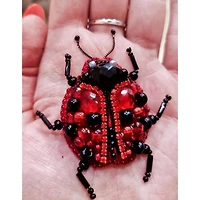 Crystal Art Beadwork Kit For Creating Broоch Ladybug