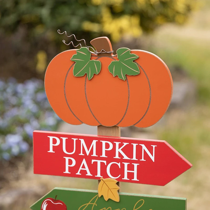 Glitzhome® 41.75" Fall Wooden Pumpkin Patch Yard Stake