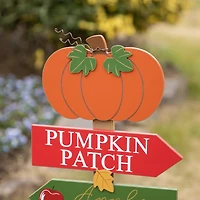 Glitzhome® 41.75" Fall Wooden Pumpkin Patch Yard Stake
