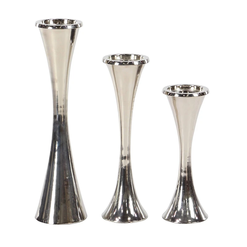 Silver Modern Candle Holder Set