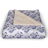 Blue Floral Sherpa Fleece Blanket