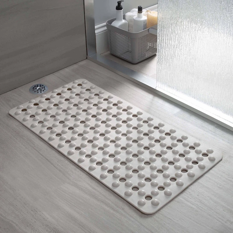 Beige Non-Slip Bubble Texture Bath Mat