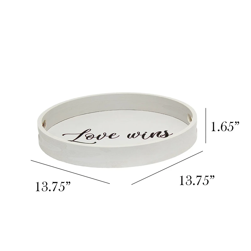 Elegant Designs™ 13.8" Round Love Wins Serving Tray with Handles