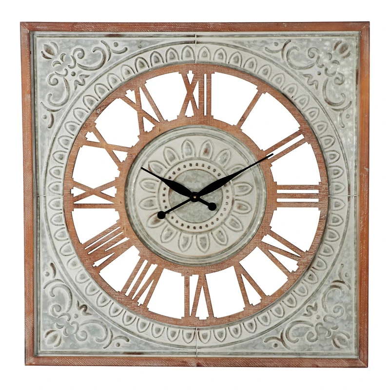 Brown Farmhouse Wood Wall Clock, 36" x 36"