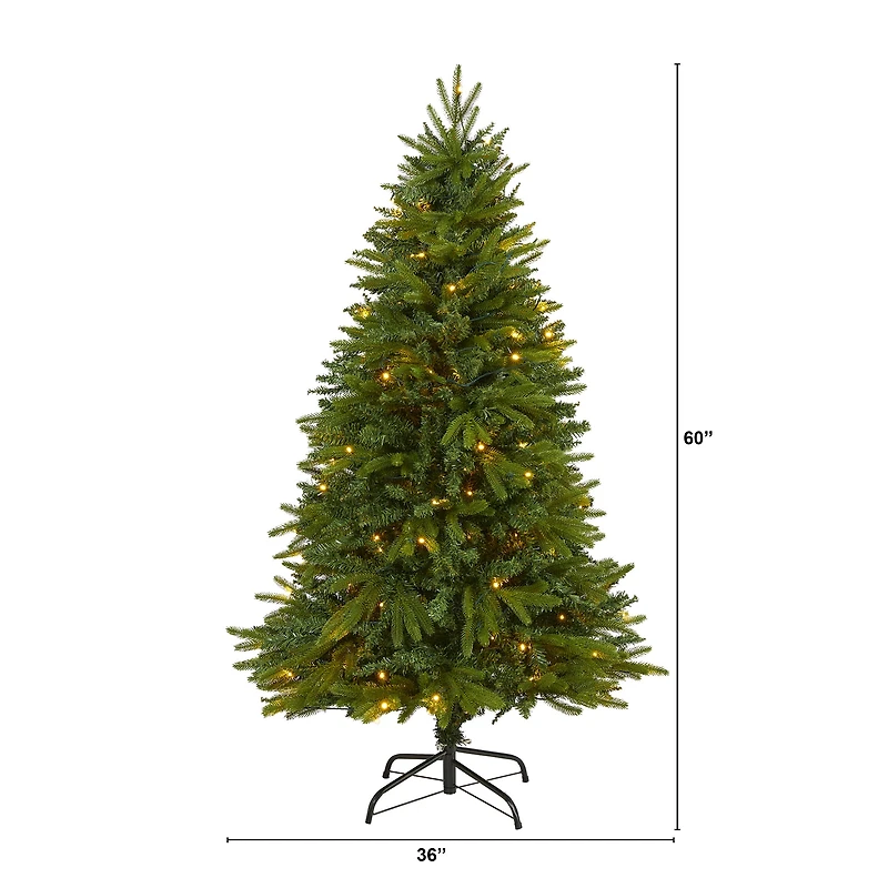 5ft. Pre-Lit Sun Valley Fir Artificial Christmas Tree with Clear LED Lights
