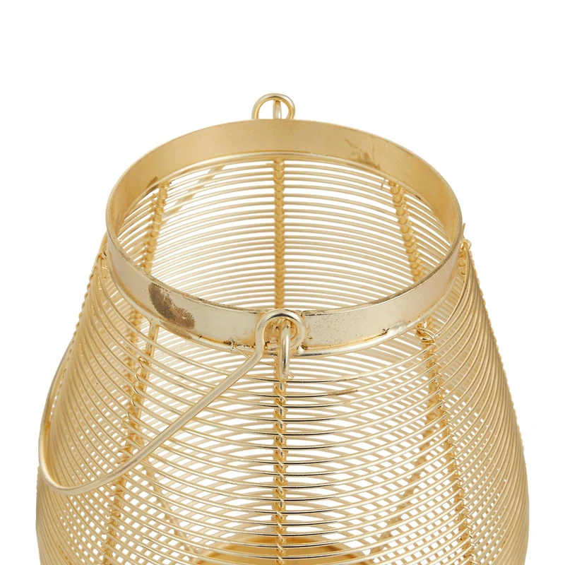 Gold Iron Glam Lantern, 11" x 8" x 8"
