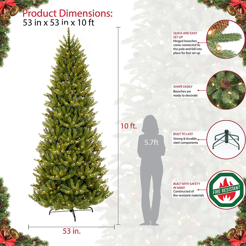 10ft. Pre-Lit Slim Fraser Fir Artificial Christmas Tree, Clear Lights