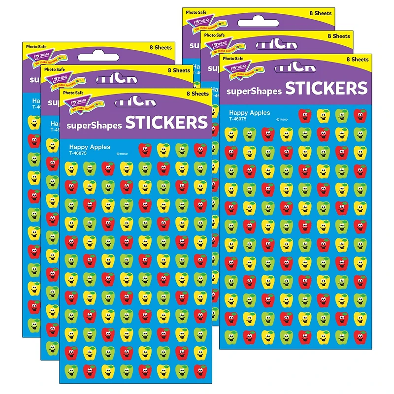 Trend Enterprises® superShapes Happy Apples Stickers, 6 Packs of 800ct.