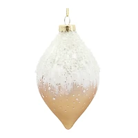 6ct. Gold & White Snowy Glass Ornament Set