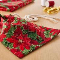Fabric Traditions Christmas Red Poinsettia Cotton Fabric