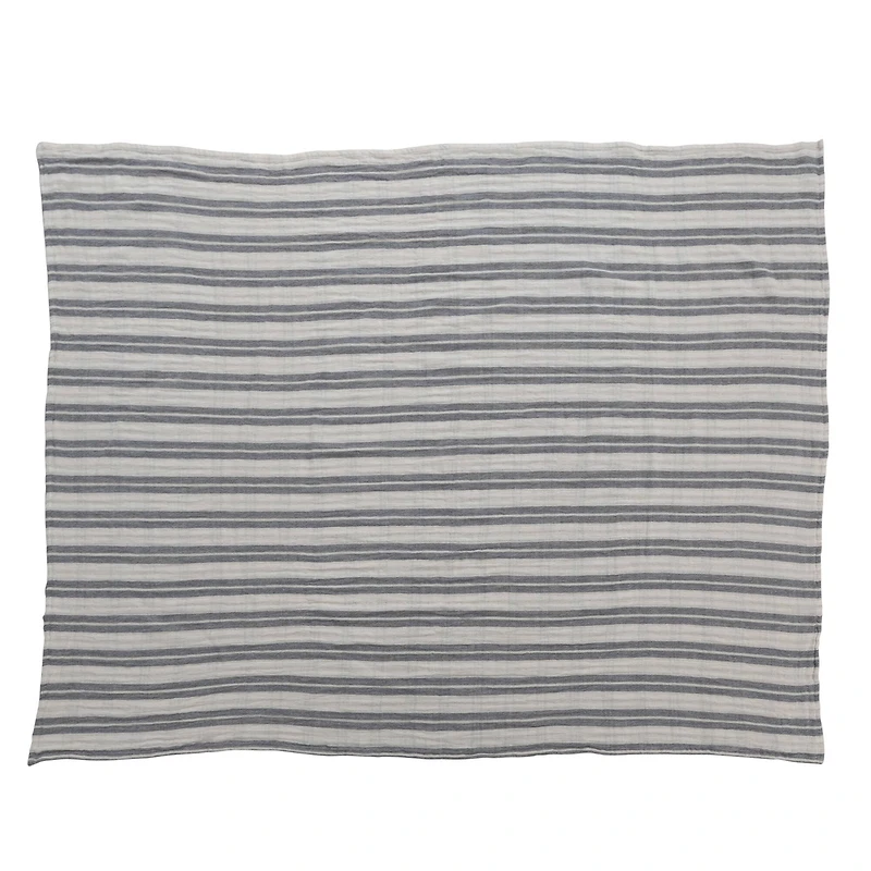 Hello Honey® 60" Cream & Charcoal Plaid Cotton Two-Sided Double Cloth Tablecloth