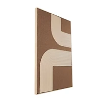 33" x 49" Brown Polyester Abstract Framed Wall Art with Tan Ribbed Arches