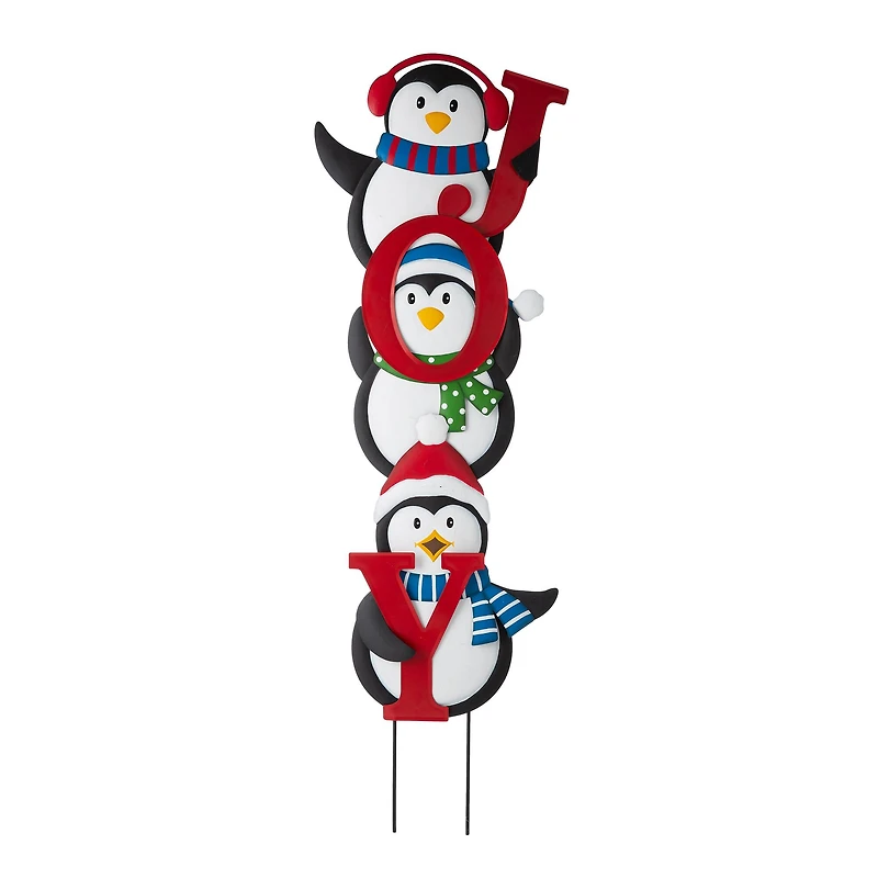 Glitzhome® 3.5ft. Metal Joy Penguin Yard Stake Set