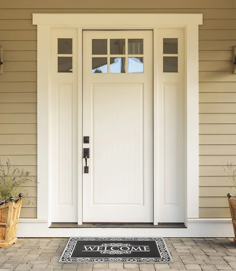 DII® Silver Scroll Border Welcome Rubber Doormat