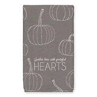 Grateful Hearts Gray Pumpkin Tea Towel Set