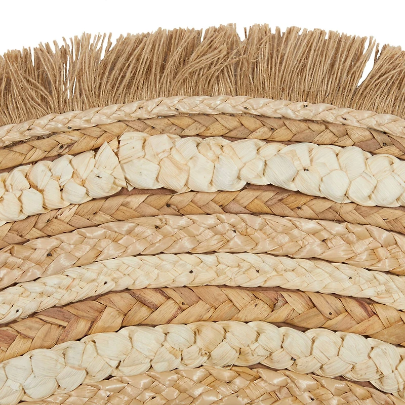 Beige Boho Style Wood Wall Mirror