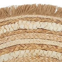 Beige Boho Style Wood Wall Mirror