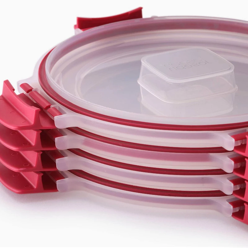Joseph Joseph Nest Lock 8-piece Round Food Storage Container Set Red