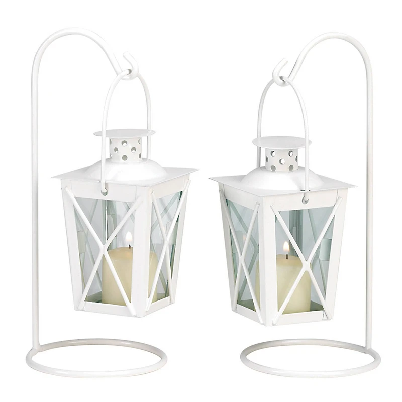 9" White Railroad Candle Lanterns