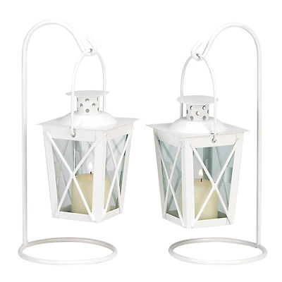 9" White Railroad Candle Lanterns