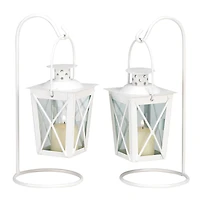 9" White Railroad Candle Lanterns