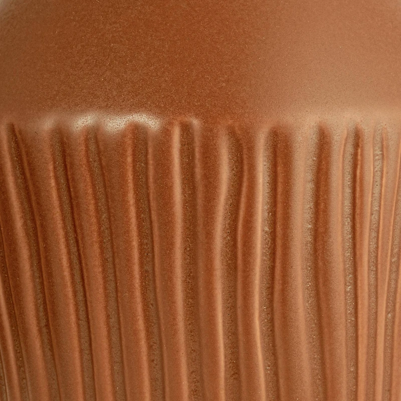 Hello Honey® 21" Brown Ribbed Round Stoneware Desk Lamp