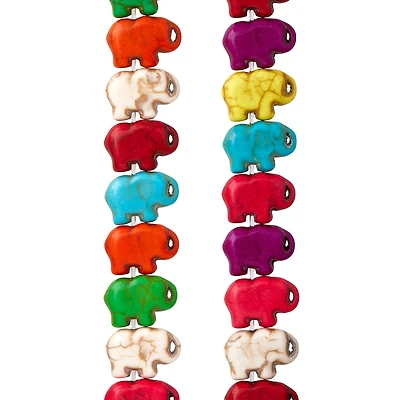 Multicolor Reconstituted Stone Elephant Beads, 15mm by Bead Landing™