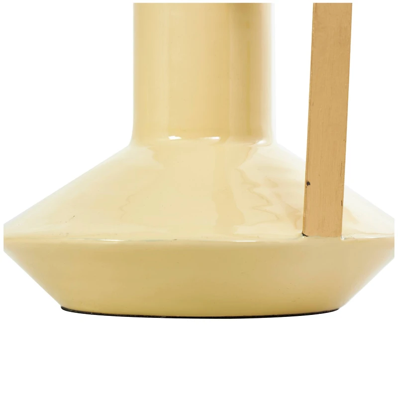 CosmoLiving by Cosmopolitan Yellow Metal Abstract Enameled Vase with Gold Handle Set