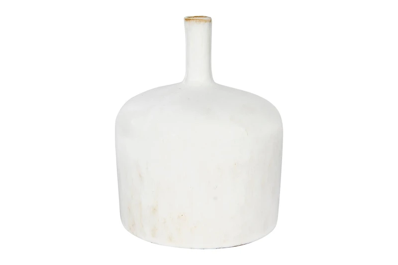 Hello Honey® 6" Cream Stoneware Vase with Reactive Glaze Finish